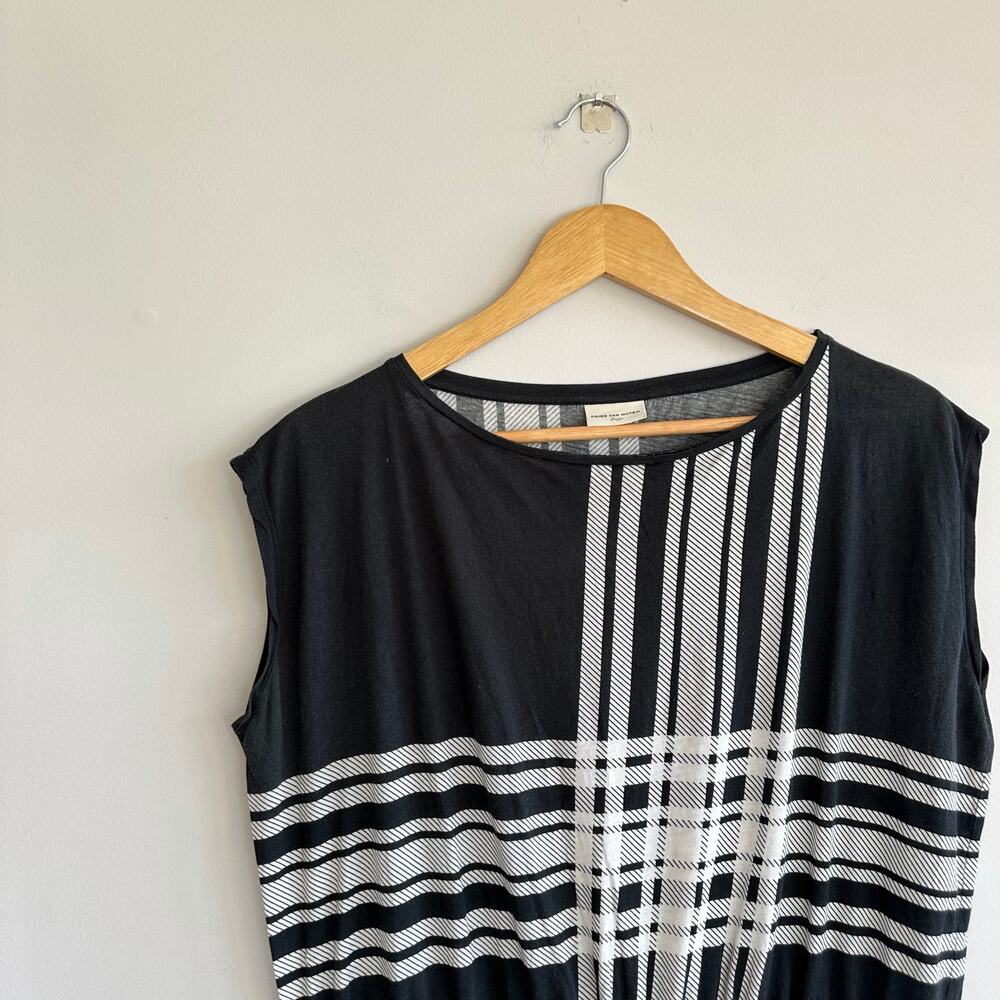 Dries Van Noten Striped Cinch Waist Tunic Dress Black White L - Picture 5 of 8